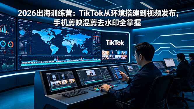 2026出海训练营：TikTok从环境搭建到视频发布，手机剪映混剪去水印全掌握-资源站