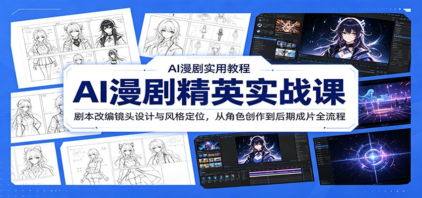 AI漫剧精英实战课：剧本改编镜头设计与风格定位，从角色创作到后期成片全流程-资源站