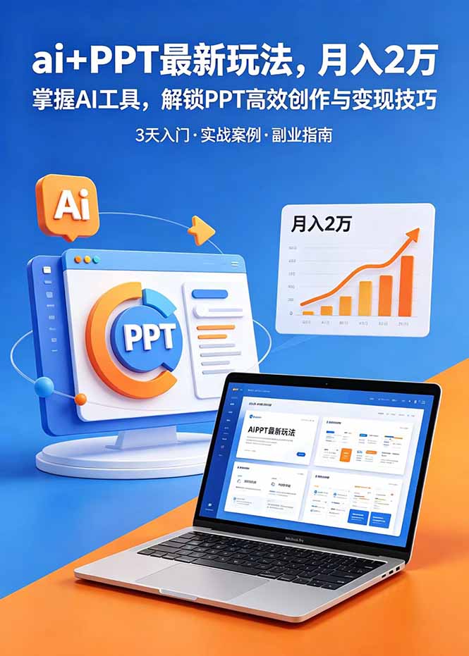ai+PPT最新玩法,月入2万掌握AI工具,解锁PPT高效创作与变现技巧3天入门,实战案例·副业指南-资源站
