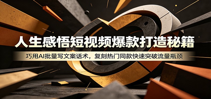 人生感悟短视频爆款打造秘籍：巧用A 批量写文案话术，复刻热门同款快速突破流量瓶颈-资源站