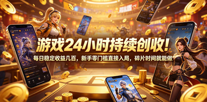游戏24小时持续创收！每日稳定收益几百，新手零门槛直接入局，碎片时间就能做【揭秘】-资源站