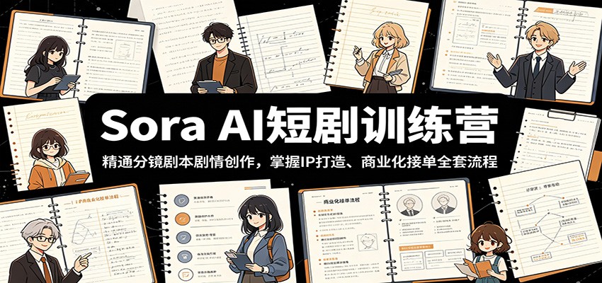 Sora AI短剧训练营：精通分镜剧本剧情创作，掌握IP打造、商业化接单全套流程-资源站