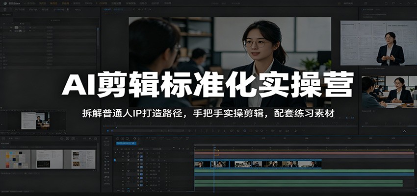 AI剪辑标准化实操营：拆解普通人IP打造路径，手把手实操剪辑，配套练习素材-资源站