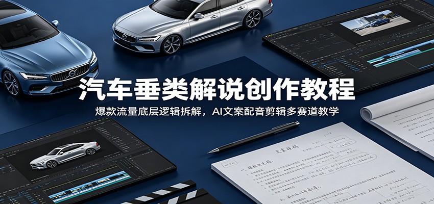 汽车垂类解说创作教程：爆款流量底层逻辑拆解，AI文案配音剪辑多赛道教学-资源站