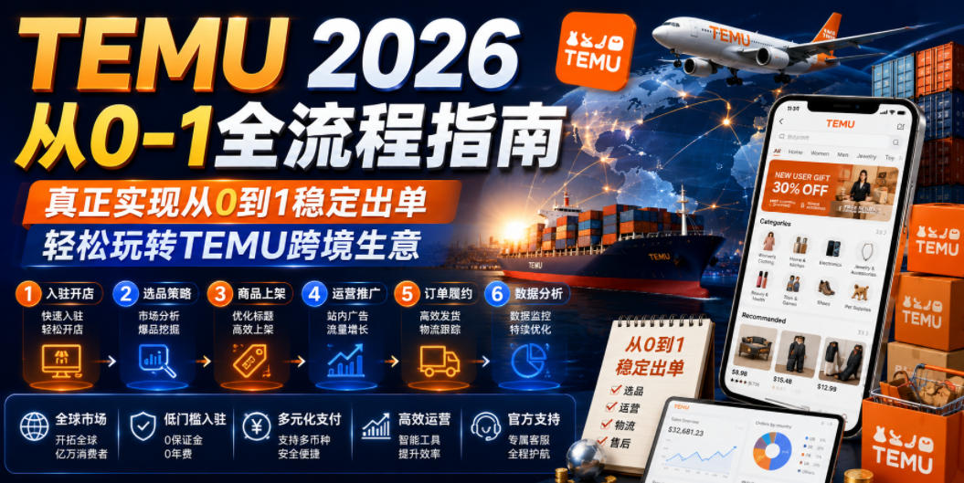 TEMU 2026从0-1全流程指南，真正实现从0到1稳定出单，轻松玩转TEMU跨境生意-资源站