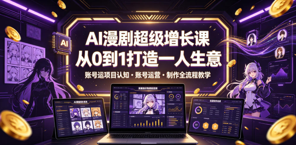 AI漫剧超级增长课，从0到1打造一人生意，项目认知・账号运营・制作全流程教学-资源站