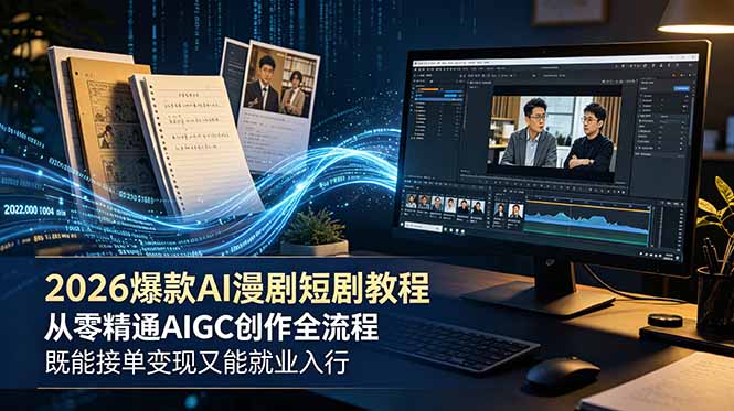 2026 爆款 AI 漫剧短剧教程 从零精通 AIGC 创作全流程 既能接单变现又能就业入行-资源站