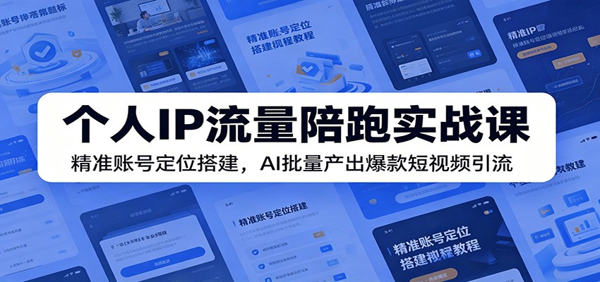 个人IP流量陪跑实战课：精准账号定位搭建，AI批量产出爆款短视频引流-资源站