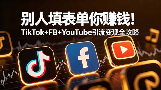 别人填表单你赚钱！TikTok+FB+YouTube 引流变现全攻略【原创双语字幕】-资源站