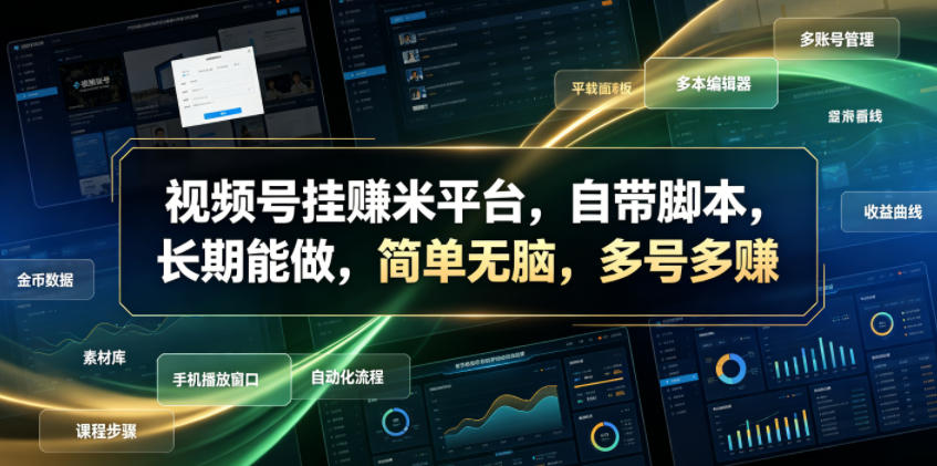 视频号挂賺米平台，自带脚本，长期能做，简单无脑，多号多賺【揭秘】-资源站