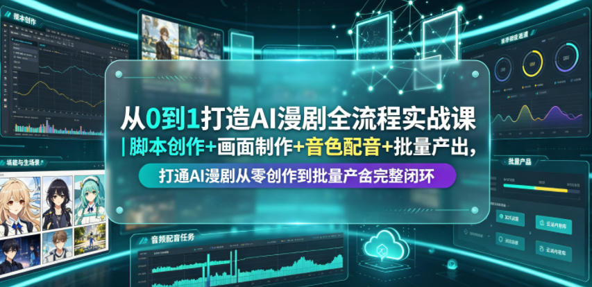 从0到1打造AI漫剧全流程实战课｜脚本创作+画面制作+音色配音+批量产出，打通AI漫剧从零创作到批量量产完整闭环-资源站