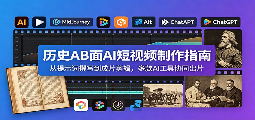 历史AB面AI短视频制作指南：从提示词撰写到成片剪辑，多款AI工具协同出片-资源站