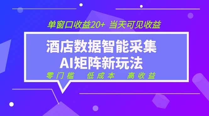 2026酒店数据采集ai智能矩阵新风口  低成本   高收益   当天见收益   单窗口20+-资源站