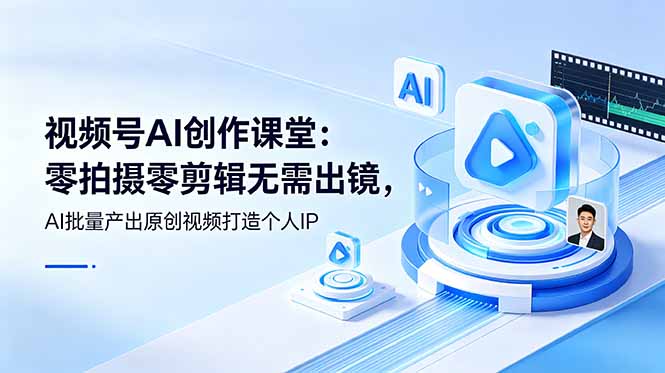 视频号AI创作课堂：零拍摄零剪辑无需出镜，AI批量产出原创视频打造个人IP-资源站