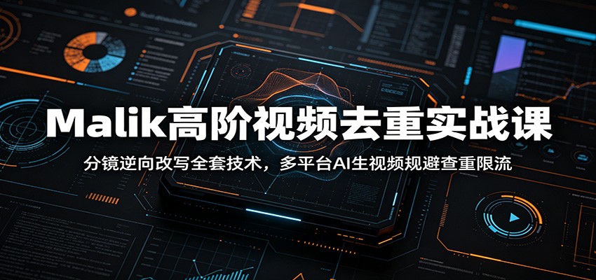 Malik高阶视频去重实战课：分镜逆向改写全套技术，多平台AI生视频规避查重限流-资源站