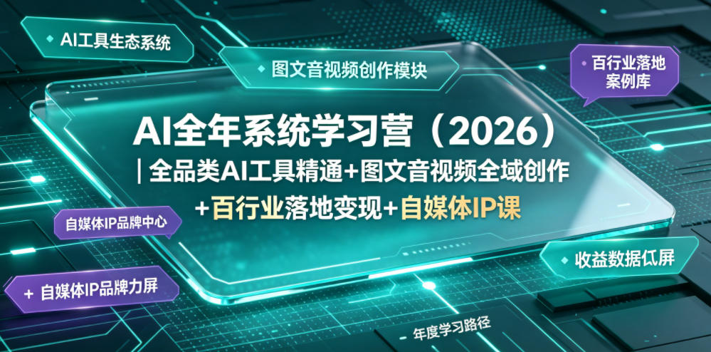 AI全年系统学习营(2026)｜全品类AI工具精通+图文音视频全域创作+百行业落地变现+自媒体IP打造年度进阶大课-资源站