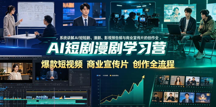 AI短剧漫剧学习营，系统讲解AI短剧、漫剧、影视预告片、爆款短视频与商业宣传片的创作全流程-资源站