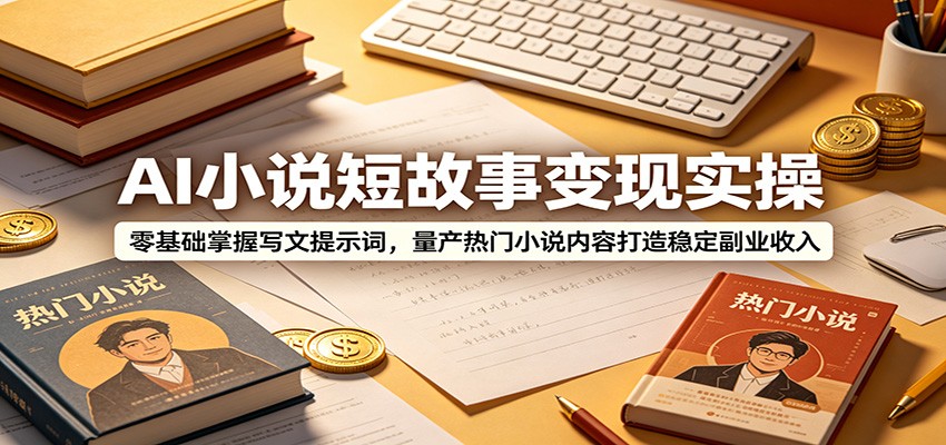 AI小说短故事变现实操：零基础掌握写文提示词，量产热门小说内容打造稳定副业收入-资源站