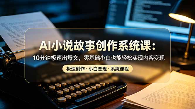 AI小说故事创作系统课：10分钟极速出爆文，零基础小白也能轻松实现内容变现-资源站