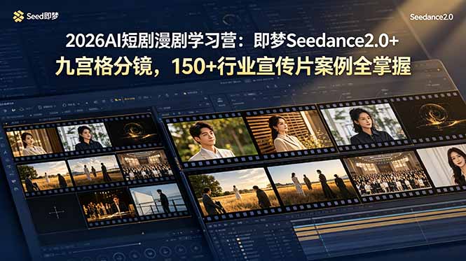 2026AI短剧漫剧学习营：即梦Seedance2.0+九宫格分镜，150+行业宣传片案例全掌握-资源站