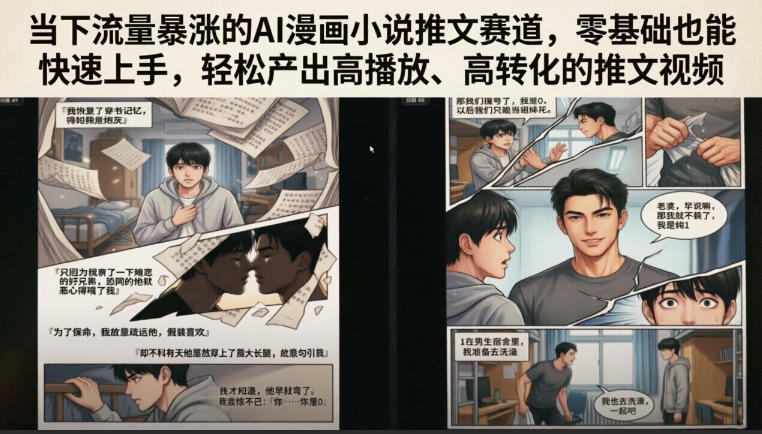 当下流量暴涨的AI漫画小说推文赛道，零基础也能快速上手，轻松产出高播放、高转化的推文视频-资源站