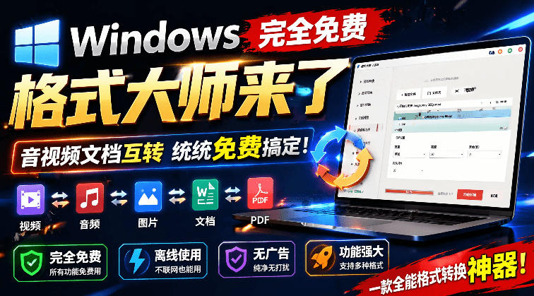 Windows完全免费格式大师来了，音视频文档互转统统免费搞定！免费无广，离线使用格式大师-资源站