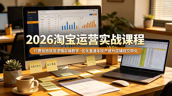 2026 淘宝运营实战课程，付费投放底层逻辑实操教学，优化直通车投产提升店铺成交转化-资源站