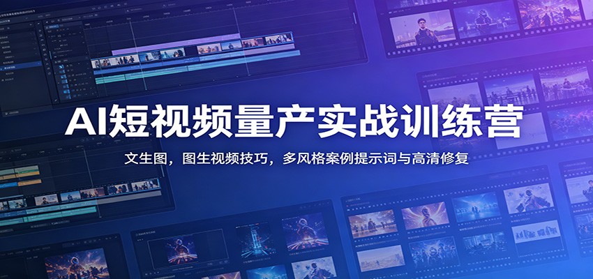 AI短视频量产实战训练营：文生图，图生视频技巧，多风格案例提示词与高清修复-资源站