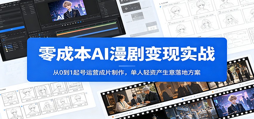 零成本AI漫剧变现实战：从0到1起号运营成片制作，单人轻资产生意落地方案-资源站