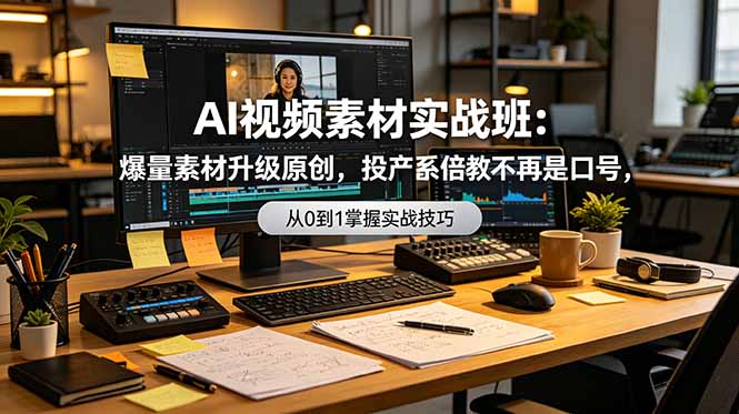 AI视频素材实战班：爆量素材升级原创，投产翻倍不再是口号，0-1系统教学实战落地-资源站