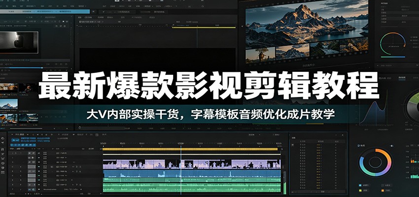最新爆款影视剪辑教程：大V内部实操干货，字幕模板音频优化成片教学-资源站
