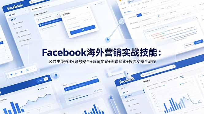 Facebook海外营销实战技能：公共主页搭建+账号安全+营销文案+图谱搜索+投流实操全流程-资源站