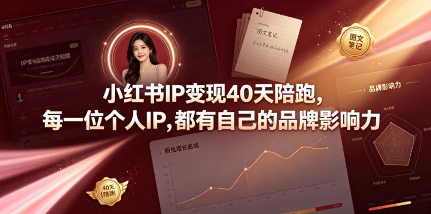 小红书IP变现40天陪跑，每一位个人IP，都有自己的品牌影响力-资源站