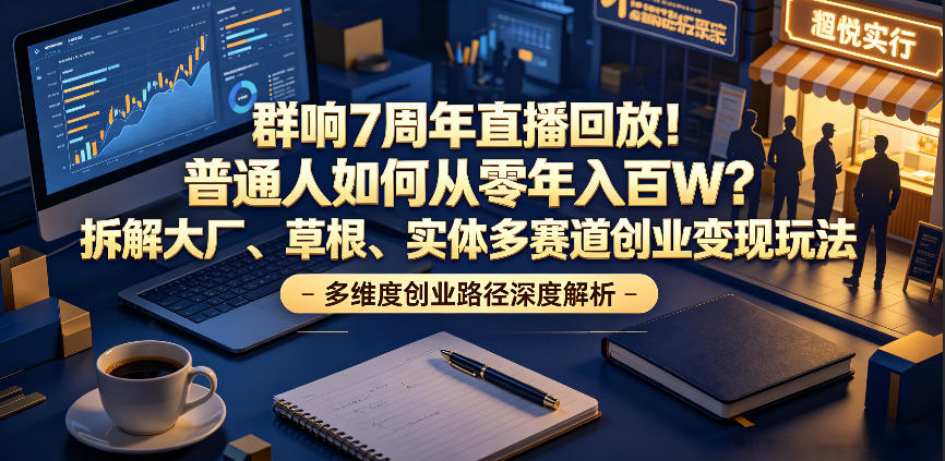 群响7周年直播回放！普通人如何从零年入百W？拆解大厂、草根、实体多赛道创业变现玩法(更新)-资源站
