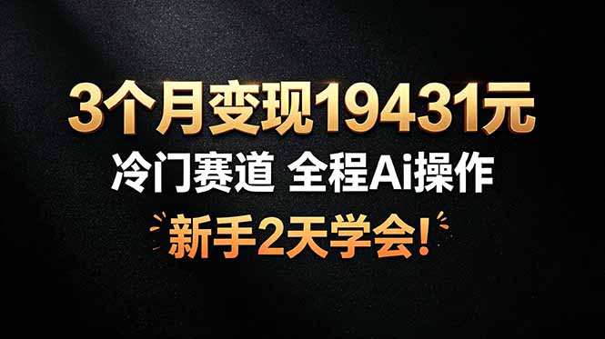 3个月变现19431元，冷门赛道 全程Ai操作，新手2天学会！-资源站