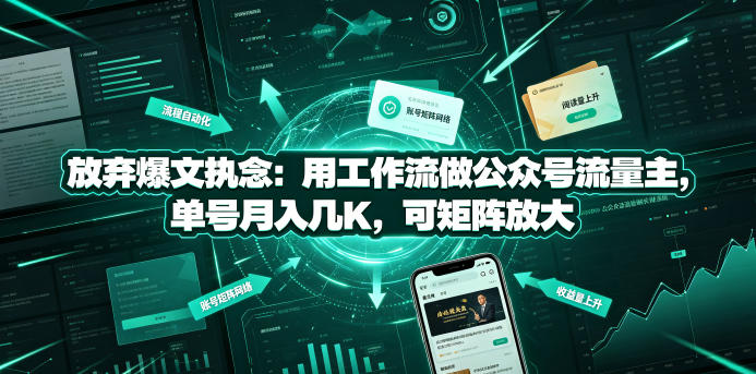 放弃爆文执念：用工作流做公众号流量主，单号月入几K，可矩阵放大-资源站