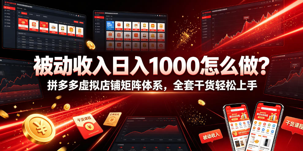 被动收入日入1000怎么做？拼多多虚拟店铺矩阵体系，全套干货轻松上手【揭秘】-资源站