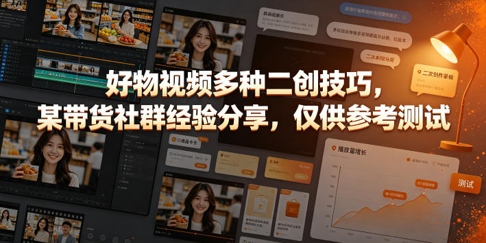 好物视频多种二创技巧，某带货社群经验分享，仅供参考测试-资源站