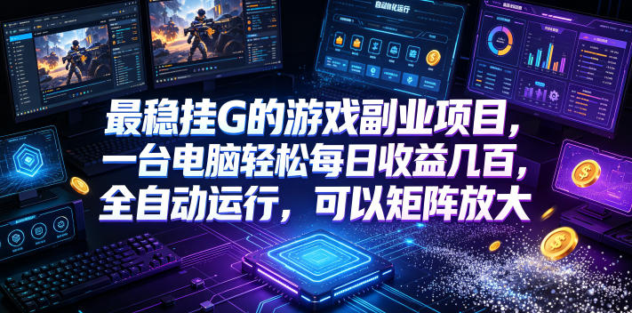 最稳挂G的游戏副业项目，一台电脑轻松每日收益几百，全自动运行，可以矩阵放大【揭秘】-资源站