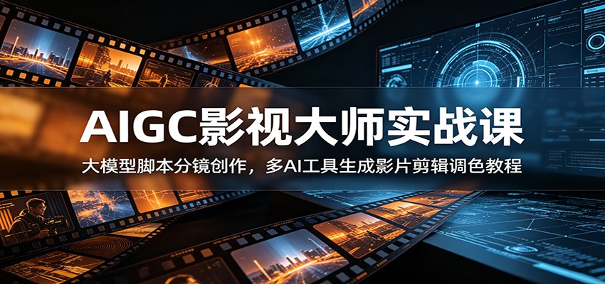 AIGC影视大师实战课：大模型脚本分镜创作，多AI工具生成影片剪辑调色教程-资源站