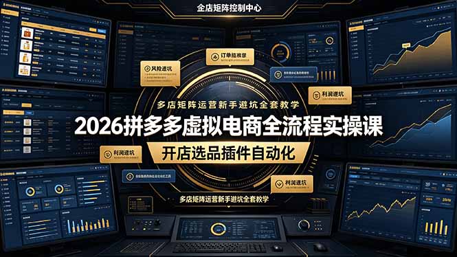 2026拼多多虚拟电商全流程实操课，开店选品插件自动化，多店矩阵运营新手避坑全套教学-资源站