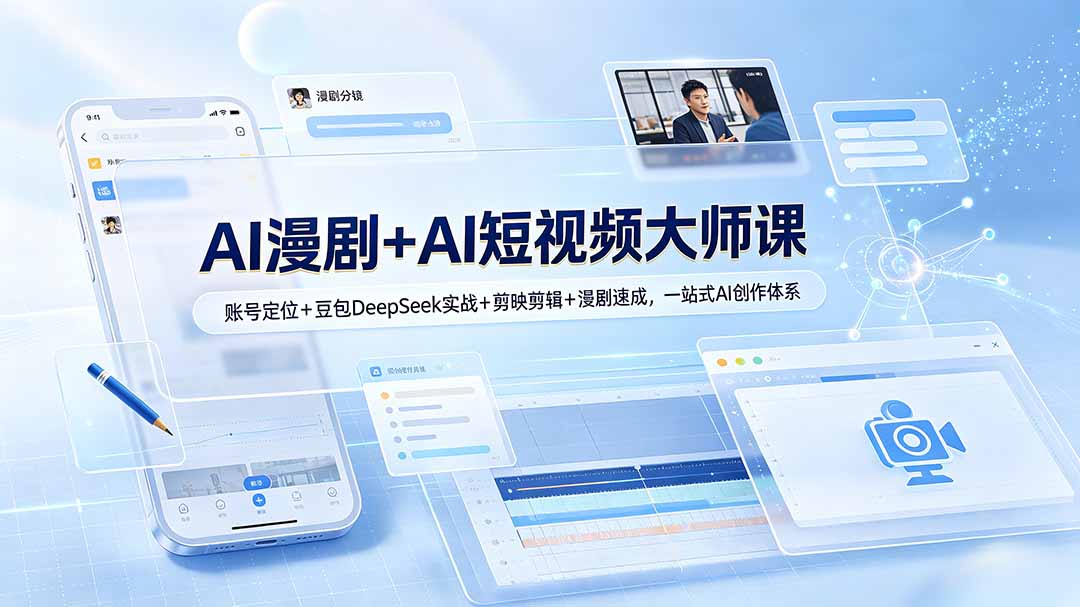 AI漫剧+AI短视频大师课：账号定位+豆包DeepSeek实战+剪映剪辑+漫剧速成，一站式AI创作体系-资源站