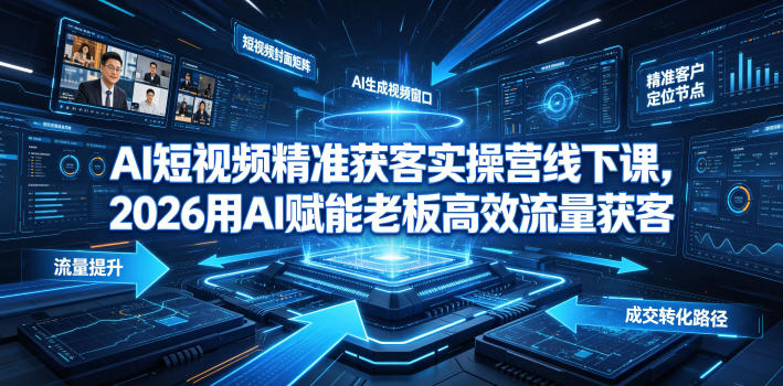 AI短视频精准获客实操营6月10-14号线下课，2026用AI赋能老板高效流量获客-资源站