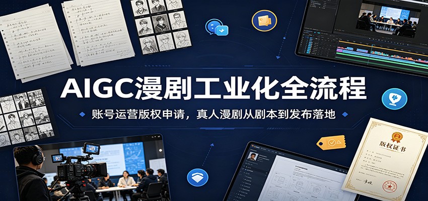 AIGC漫剧工业化全流程：账号运营版权申请，真人漫剧从剧本到发布落地-资源站