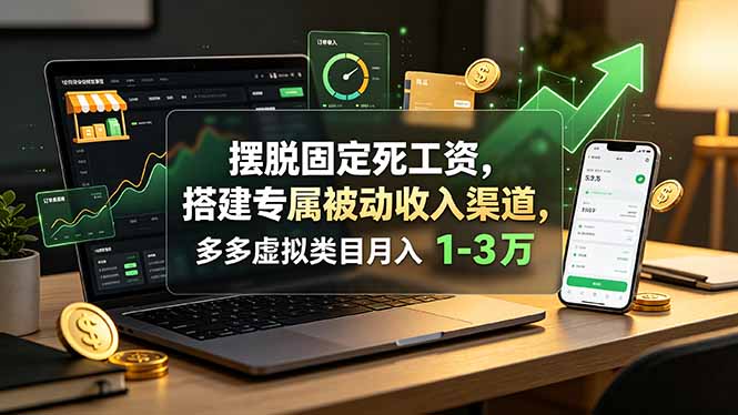摆脱固定死工资，搭建专属被动收入渠道，多多虚拟类目月入 1-3 万-资源站