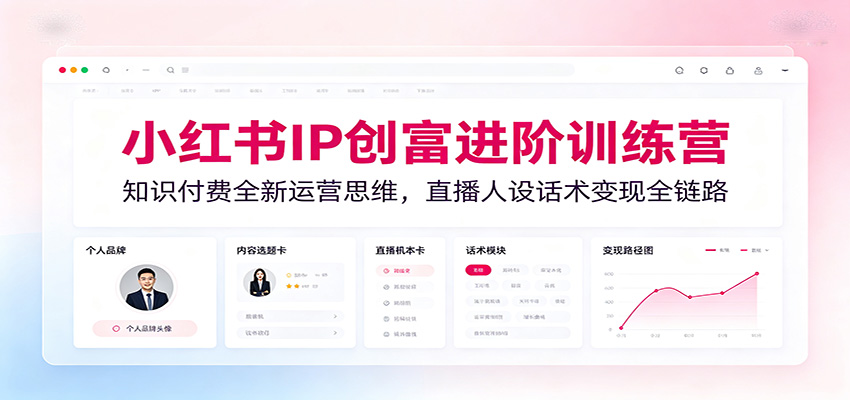 小红书IP创富进阶训练营：知识付费全新运营思维，直播人设话术变现全链路-资源站