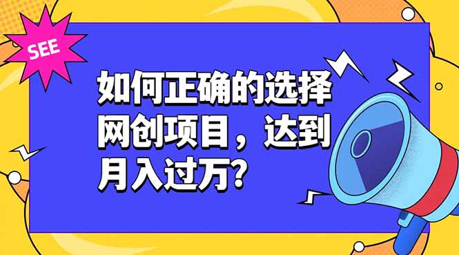 如何正确的选择网创项目，达到月入过万？，本课程教你正确选择项目。-资源站
