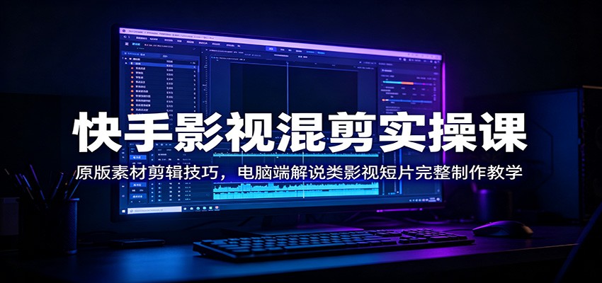 快手影视混剪实操课：原版素材剪辑技巧，电脑端解说类影视短片完整制作教学-资源站
