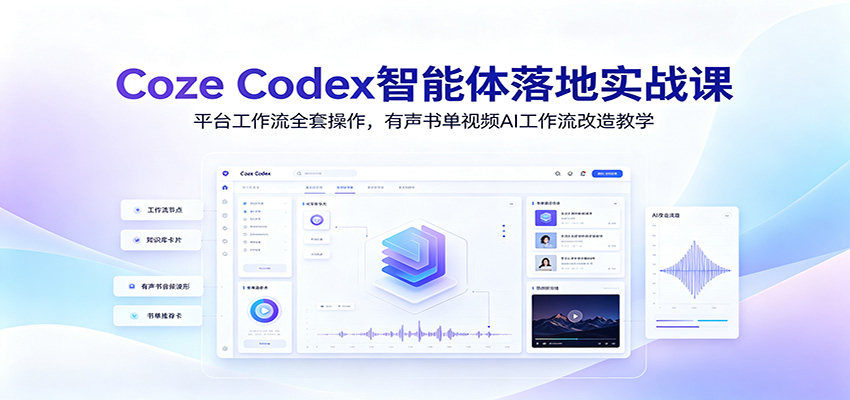 Coze Codex智能体落地实战课：平台工作流全套操作，有声书单视频AI工作流改造教学-资源站